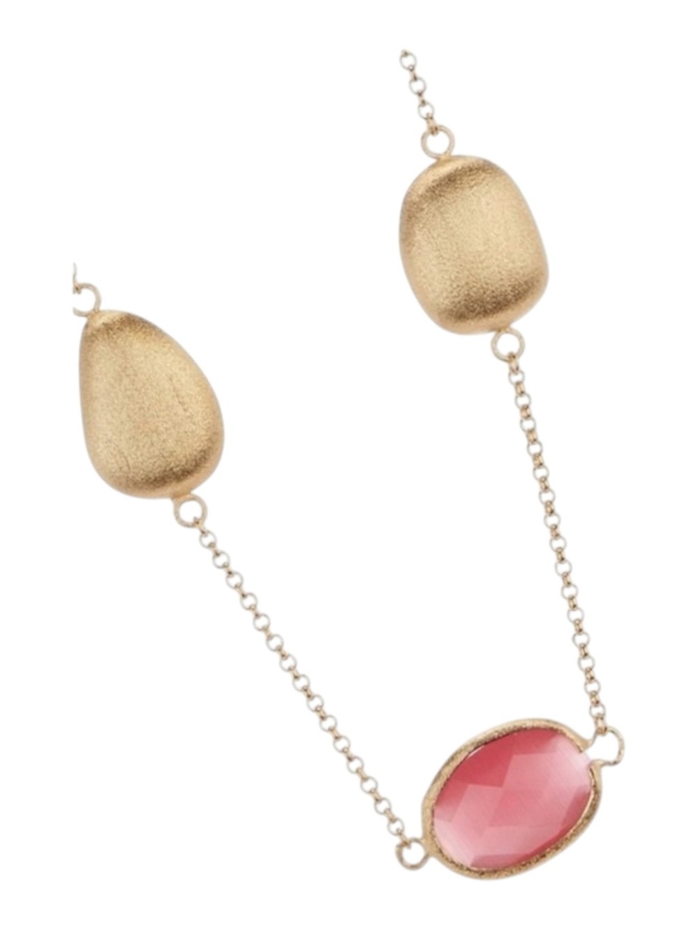 new Rivka Friedman ๐ Pink Cat's Eye Gemstone Necklace ๐ Satin Finish Gold ๐ - Picture 3 of 16